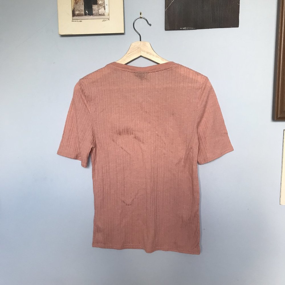 Topshop Pink Ribbed Top - Picture 3 of 3